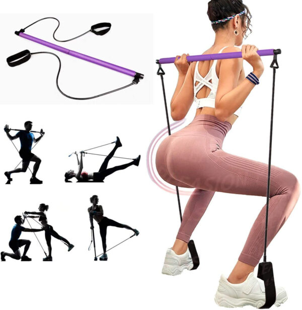 Pilates Bar Kit with Resistance Bands Home Gym Portable Exercise