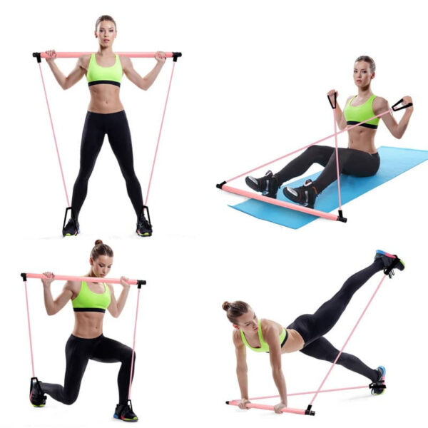 Pilates Bar Kit with Resistance Bands Home Gym Portable Exercise - Image 2