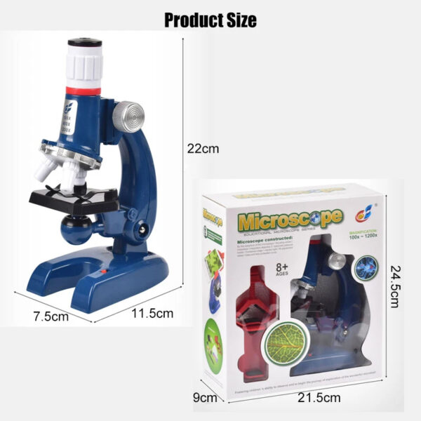 LED 100X 400X 1200X Lab Science Educational Toy Biological Microscope