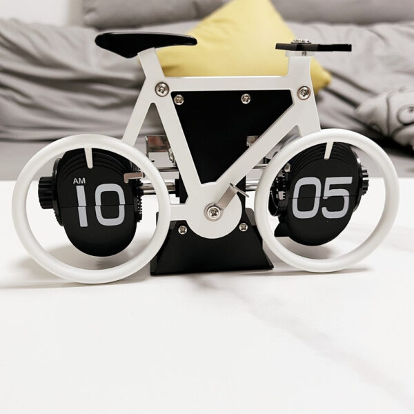 Unique Bicycle Vintage Mechanical Desk Clock Resin Table Clock Calendar Display - Image 2