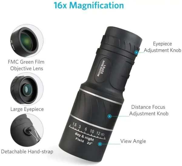 16 x 52 Super Clear HD Monocular Hunting Spotting Telescope - Image 6