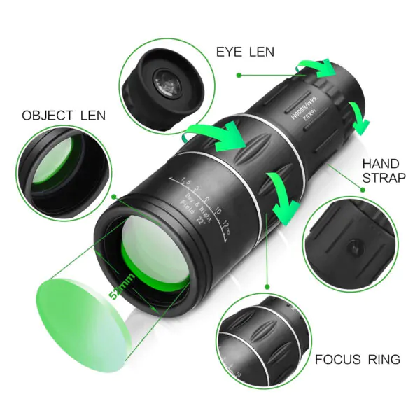 16 x 52 Super Clear HD Monocular Hunting Spotting Telescope - Image 5