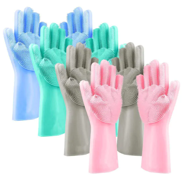 Durable Reusable Waterproof Silicone Cleaning Latex Rubber Kitchen Dishwashing Household Gloves - Image 2